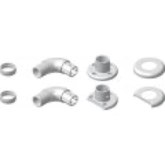 HA13W Pair 32mm x 90 Cnr & Elbow Flange Shower Rail